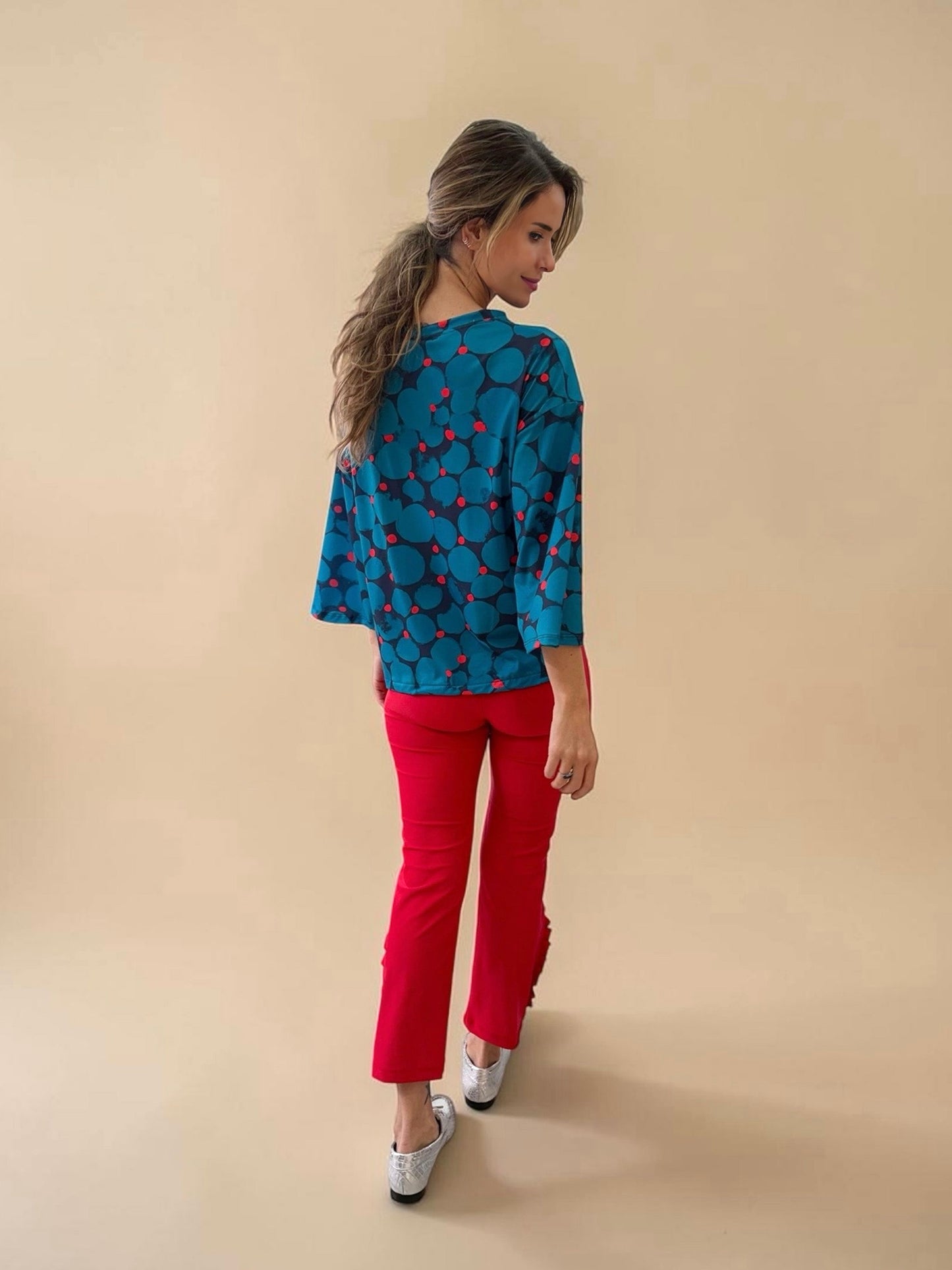 Polera Claudia - Flores Azul