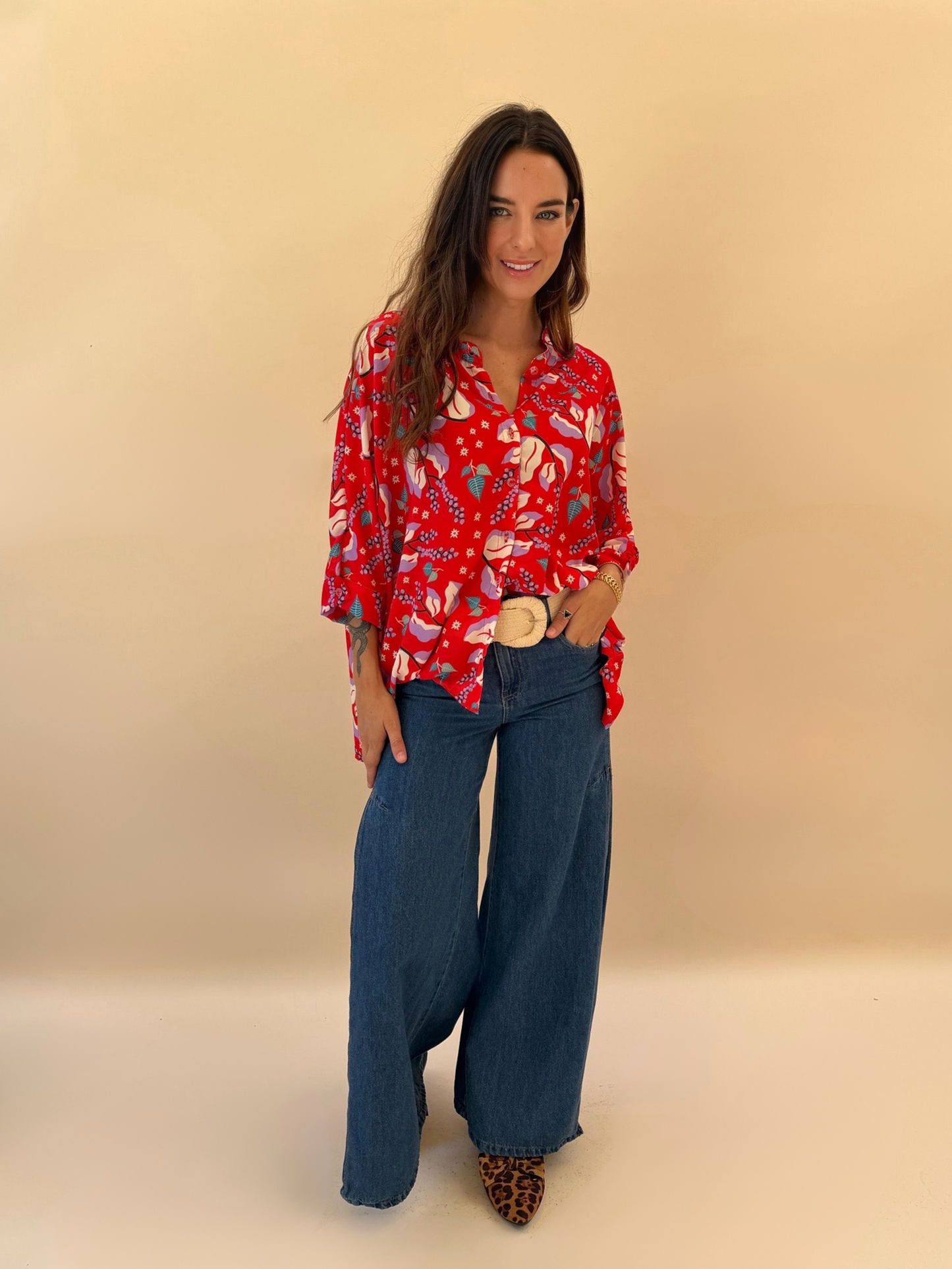Blusa Paz - Flores Roja
