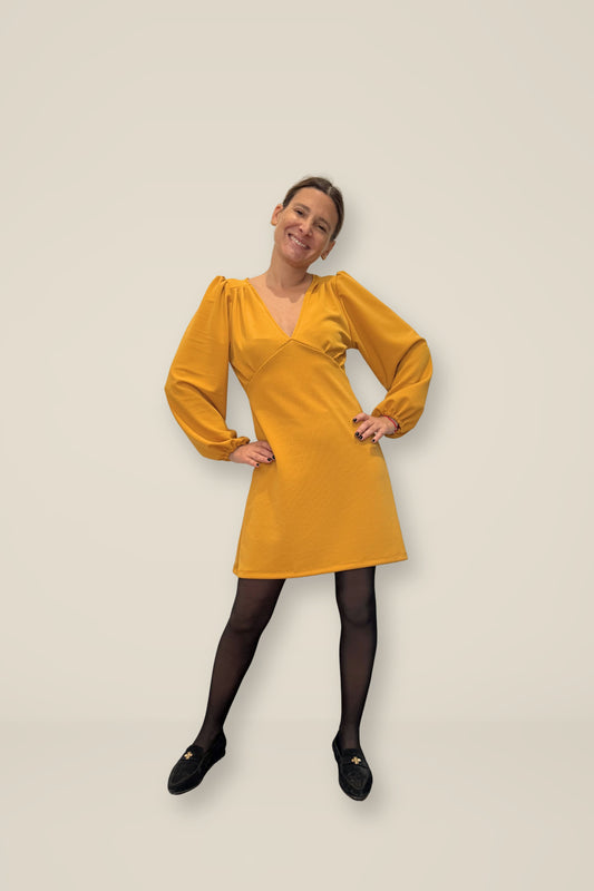 Vestido Amparo mostaza