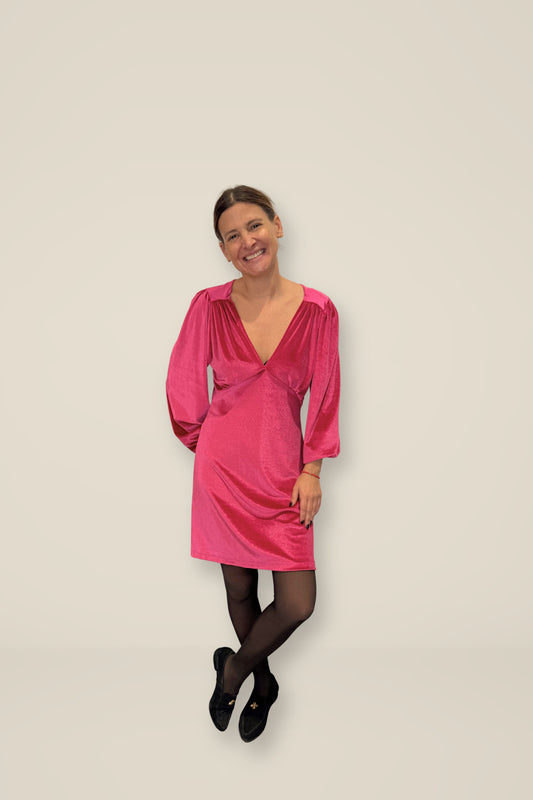 Vestido Amparo velvet fucsia
