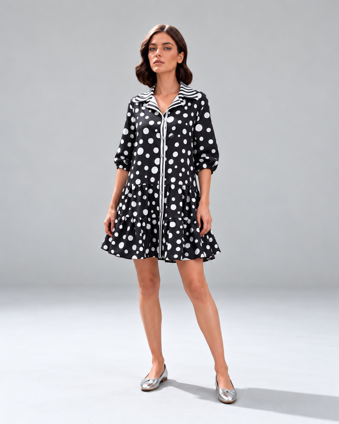 Vestido Camille - Corto Puntos Negro