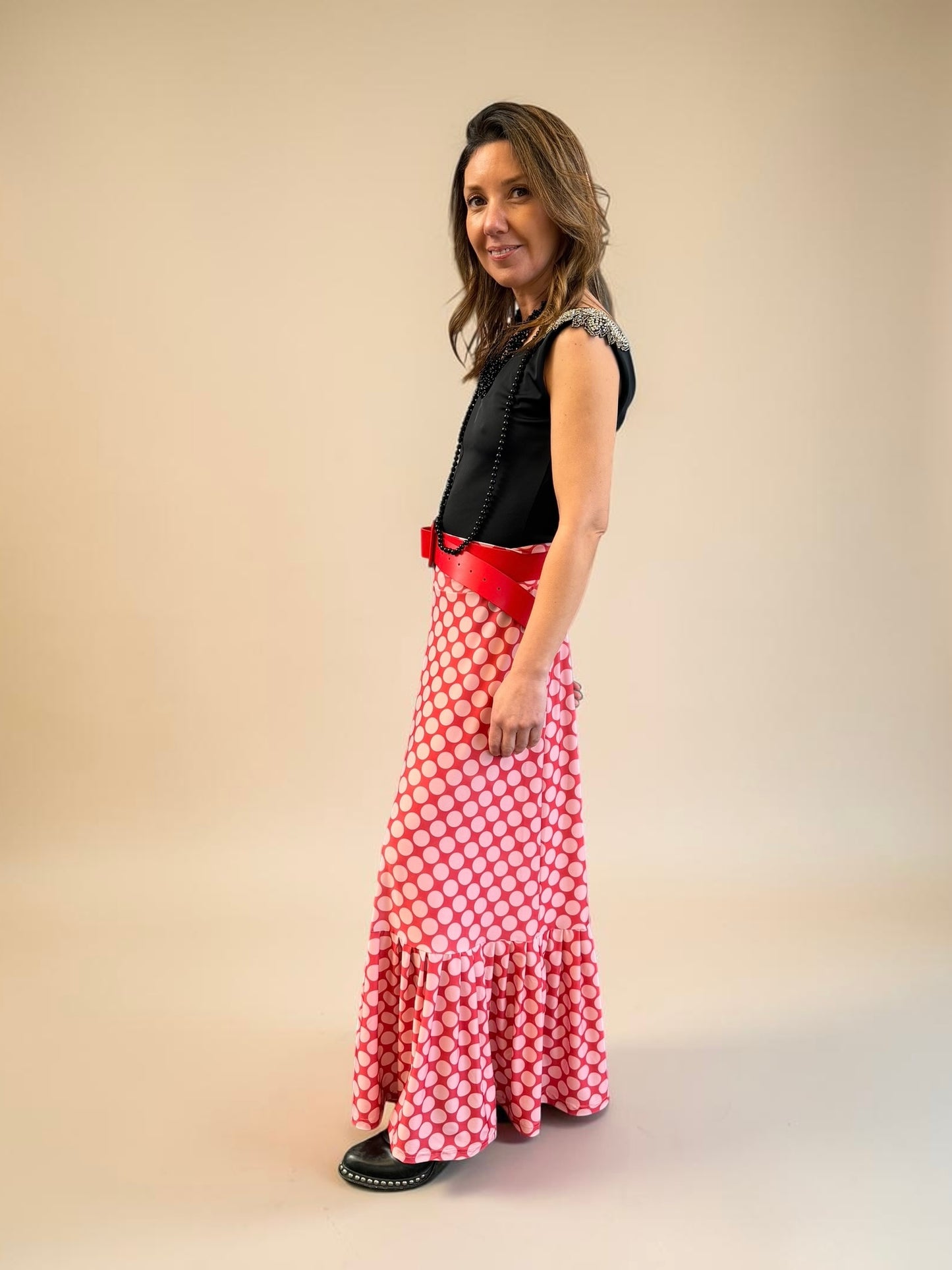 Falda María- Polka Rojo