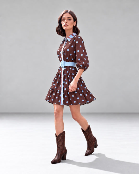 Vestido Camille - Corto Puntos Café