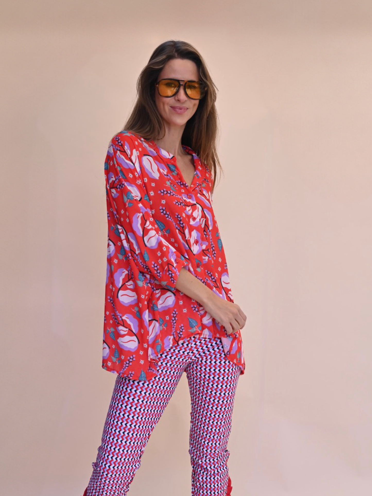 Blusa Paz - Flores Roja