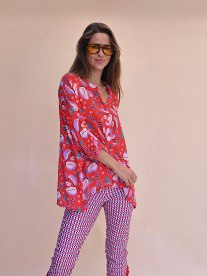 Blusa Paz - Flores Roja