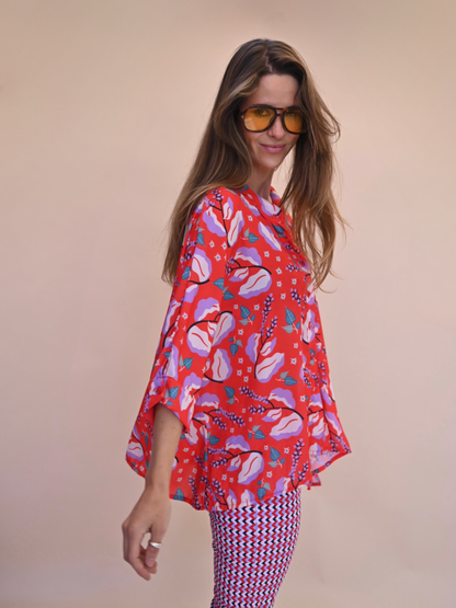 Blusa Paz - Flores Roja
