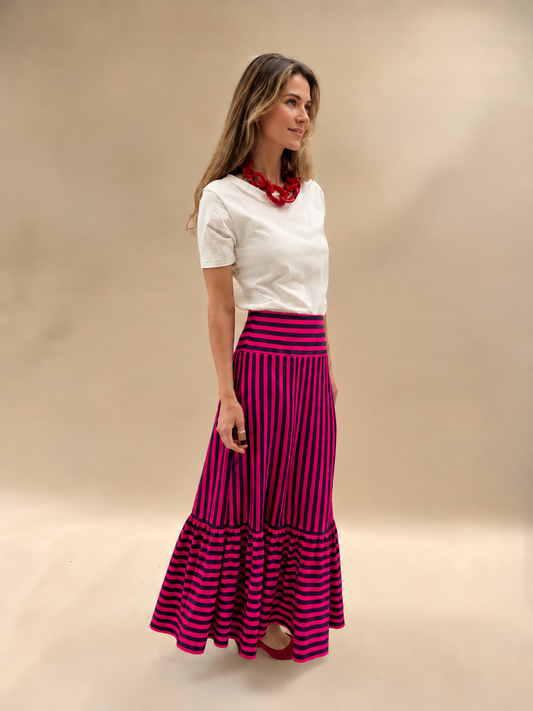 Falda María - Rayas Fucsia