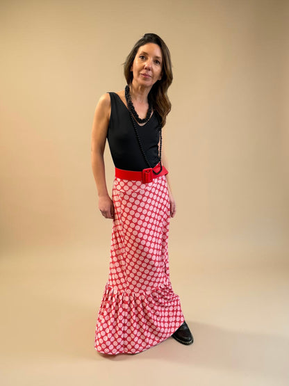 Falda María- Polka Rojo
