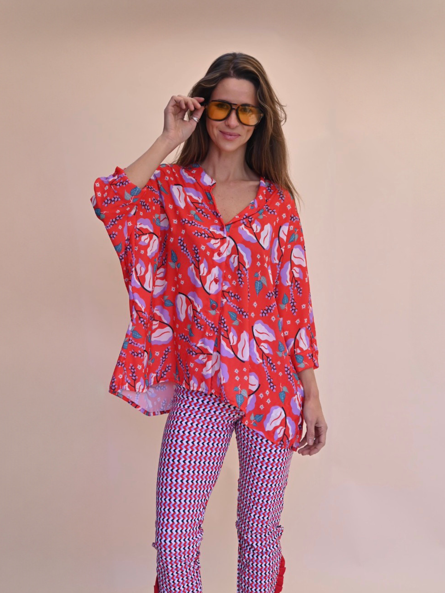 Blusa Paz - Flores Roja