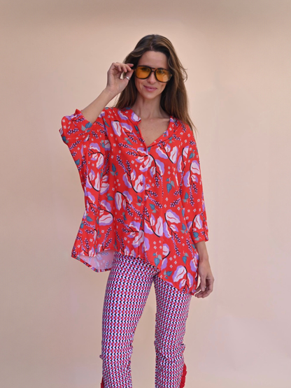 Blusa Paz - Flores Roja