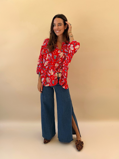 Blusa Paz - Flores Roja