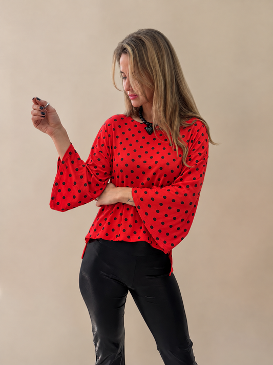 Polera Claudia - Puntos Rojos