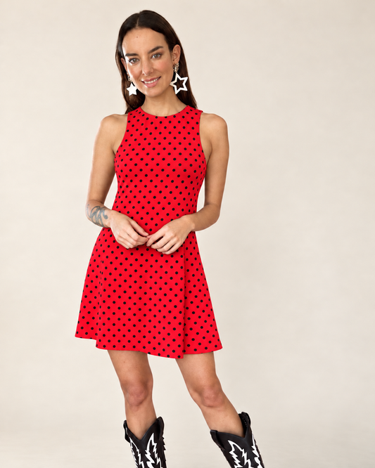 Vestido Candelaria - Corto Puntos Rojo