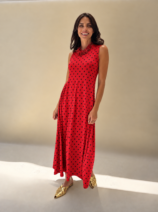 Vestido Candelaria - Largo Puntos Rojo