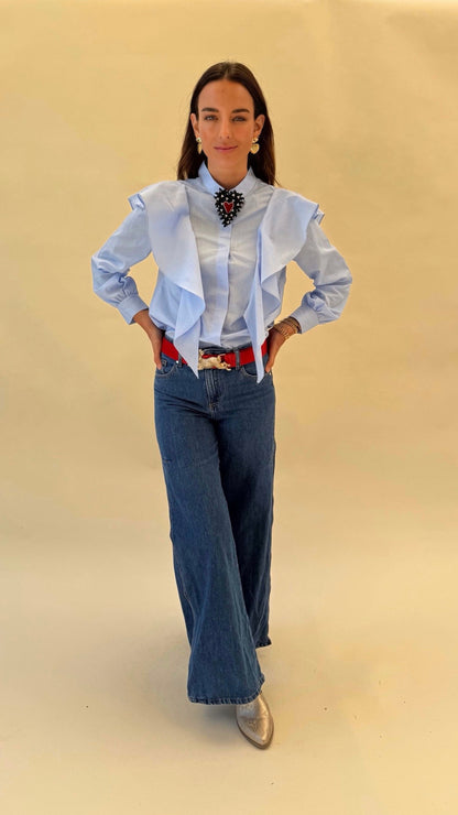Blusa Alicia vuelos celeste