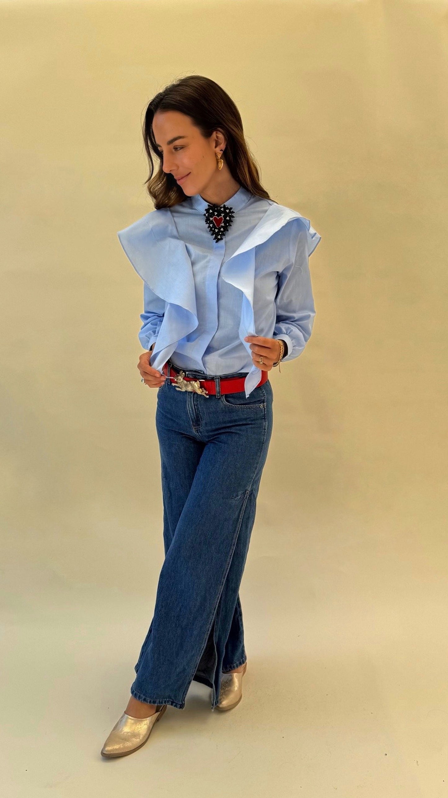 Blusa Alicia vuelos celeste