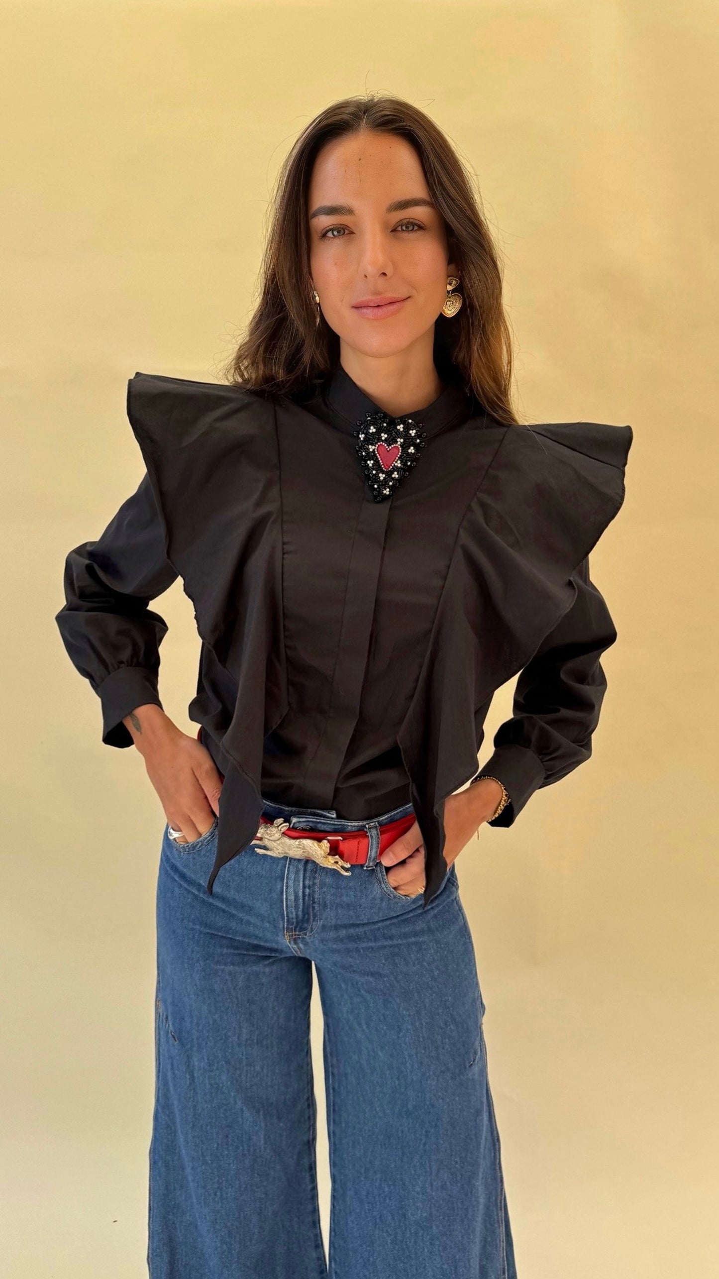 Blusa Alicia vuelos - Negro