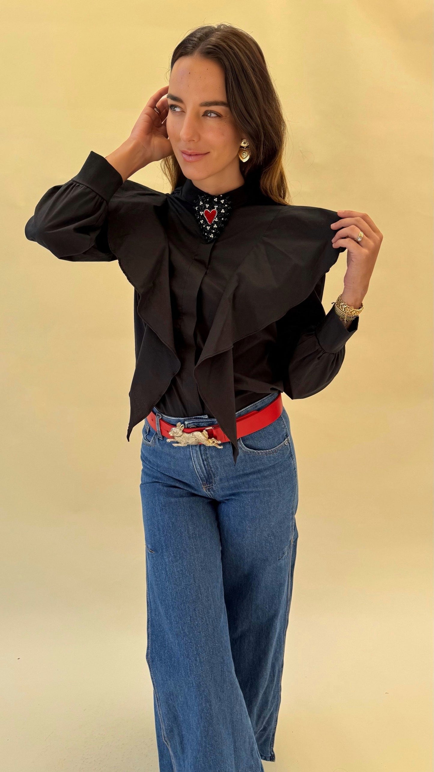 Blusa Alicia vuelos - Negro