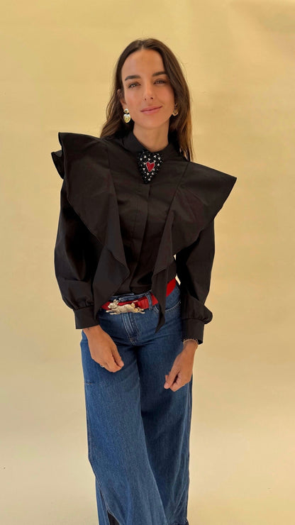 Blusa Alicia vuelos - Negro